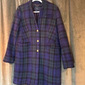 J. crew Regency Wool Gold Button Plaid wool Topcoat